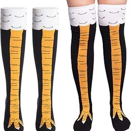 Womens Novelty Funny Crazy Socks - 1-3Pack Cool Funky Animal Cartoon Cosplay Chicken Leg Knee High Mid-calf Gift Socks-image-69