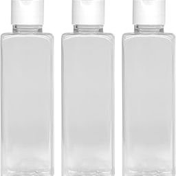 MeeTo Empty Clear Refillable Bottles Travel Size, Cosmetic Containers Small Leak Proof Squeeze Bottles with White Flip Top Cap for Toiletries, Shampoo, Rectangular, 100ml, Pack of 3-47