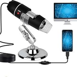 Microware USB Digital Microscope,40X to 1000X Magnification Endoscope Mini Camera with 8 LEDs and Microscope Metal Stand,Compatible with Android, Mac,Window 7 8 10 for Kids, Students, Adults (Black)-9