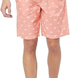 Men's Peach Printed Lounge Shorts-image-2