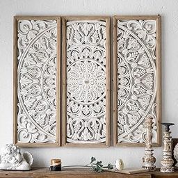 Aafiyat Wood Carved Floral Wall Decor Panel Wood Wall Art,36"X36"X1"Elegant Sculpture Wall Décor Wall hanging | Wall floating Panel to Enhance The Décor of Your Room or Office-image-8