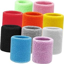 SKISUNO 10pairs Boy Girl Sweat Bands Breathable Armbands for Outdoor Running Elastic Sports Wristbands for Teens Moisture-Wicking and Durable for Basketball Soccer and More-image-18