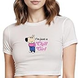 Graphic Printed Round Neck Crop Top for Women-37