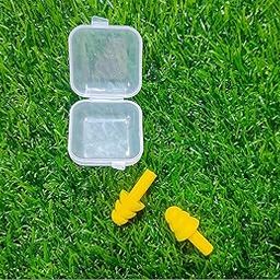Silicone Earplugs Noise Reduction Hearing Protection, Reusable Soft Ear Plugs for Sleeping, Swimming, Snoring, Air Travel, Concerts, Construction Work and Motor Sports Racing (1 Pair) Yellow-44