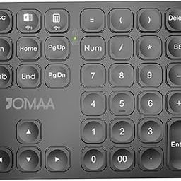 JOMAA Dual Wireless Numeric Keyboard Rechargeable Wireless Number Numpad for iPad Laptop Windows iOS Slinet Digital Keyboard (Black)-image-3