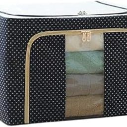 Pure Fine Foldable Storage Bag Box with Double Zipper & Transparent Window for Clothes, Blankets, Sarees & Quilts (Multicolor)-image-2