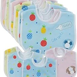 Dagcros Baby Bibs Pack of 10 – Waterproof, Washable Feeding Bibs with Fun Fruit Prints – Soft Cotton Blend with Adjustable Neck for Infants & Toddlers-image-20