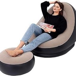 Inflatable Lounge Chair for Adults, Folding Portable Lazy Sofa with Foot Stool Indoor Livingroom Gaming Bedroom Office Balcony, Outdoor Travel Camping 2-in-1 with Air Pump-23