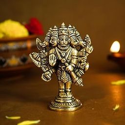 Ekhasa 100% Pure Brass Panchmukhi Hanuman (Size: 8 cm) | Panchmukhi Hanuman Murti for Door Entrance | Panch Mukhi Hanuman Ji for Car Dashboard | Vastu Protection from Evil Eye-image-97
