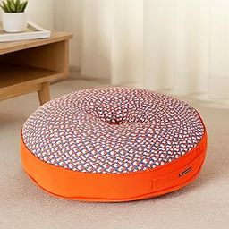 The Furnishers Reversible 60x60x10 cm Woven Quilted Orange Floor Cushion with Cotton Filler for Seating, Patio Seat, Meditation, Yoga, Pooja, Guests, Living Room, Bedroom, Large Size 24x24x4 Inch-image-22