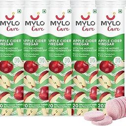 Mylo Apple Cider Vinegar Tablets for Weight Loss | Effervescent ACV Tablets | With Vitamin B6 and B12 | 100% Natural (Pack of 5)-image-63
