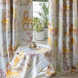 Tranquebar Curtain Co. Floral Window Curtain - Semi-Blackout (Blocks 80% Light),152 Cm (5 Feet),Multicolored Mughal City Print,1 Piece,Backtab,Agra- Window Curtain 5 Feet Long,Living Room,Bedroom-image-25
