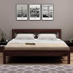PAYAKITA FURNITURE Sheesham Wood King Size Foster Bed Without Storage Solid Wood Wooden Cot Palaung for Bedroom Living Room(Walnut Finish) (Walnut)-17