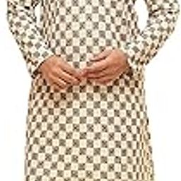 (Since 1958 Men's Cotton Rayon Embroidered Sequinned Kurta with White Pyjama-image-61