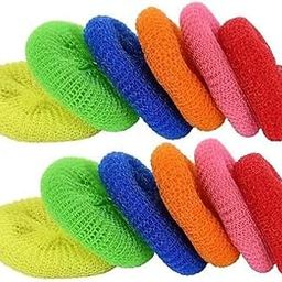 WORLD WIDE VILLA Round Colorful Scrub Pad/Scrubber/Rubbing Loofah Regular Scrub Pad Pack Of 12 Sponge-image-54