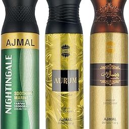 Ajmal 1 Nightingale for Men & Women, 1 Aurum Femme for Women and 1 Wisal Dhahab for Men Deodorants each 200ML Combo pack of 3 (Total 600ML)-15