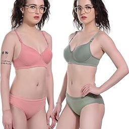 WomenLingerie Set Full with Coverage Non-Padded Women Cotton Bra Panty Set Women Innerwear Pack of 2 Sets-picture-18