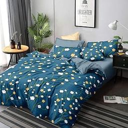 Festival Home Furnishings Queen Size Comforter Set of 4Pcs- 1Comforter 1Double Bed Bedsheet and 2Pillow Covers (Blue Laughter)-image-45