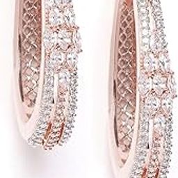 priyaasi Rose Gold-Plated American Diamond Earrings for Women | Stylish Hoop Earrings for Women in Floral Design | Modern Indian Jewellery-picture-16