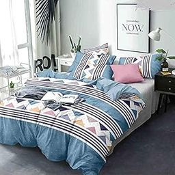 MORADO® Premium Glace Cotton Double Bed King Size Quilt Cover/Duvet Cover/Rajai Cover/Blanket Cover with Zipper (90X100 Inch, Blue)-image-95