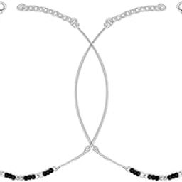 925 Sterling Silver Coloured Beads Gentle Rhodium Plating Chain Anklet (Pair) | Gift for Women & Girls | With Certificate of Authenticity & 925 Stamp-image-72