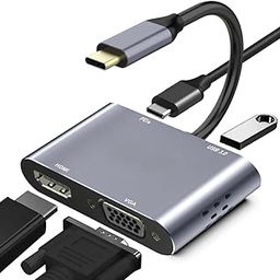 Tᴜkzeɾ 4-in-1 Type-C Hub to HDMI 4K@30Hz, VGA 1080P@60Hz, USB 3.0 Data, 100W PD, MultiPort Adapter Compatible with MacBook Pro Air iPad, Dell, Samsung Galaxy & Other Type-C Device-image-45