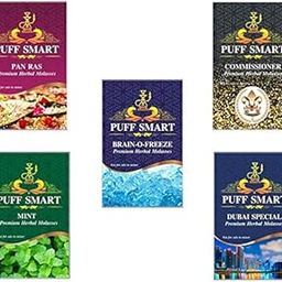 PUFF SMART Pan Ras, Mint, Brain-O-Freezer, Commissioner and Dubai Special Herbal Hookah Molasses (Set of 5) (100% Tobacco and Nicotine Free)-image-54