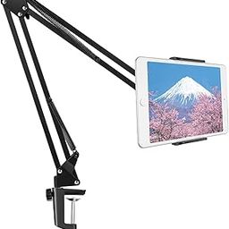coku Adjustable Overhead Mobile & Tablet Stand Holder, Long Metal Lazy Arm Stand for Video Recording, Streaming, Office, Crafting – Compatible with 4-7" Phones & Tablets, Tabletop Desk Mount (Black)-9