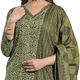 Women's Green Rayon Blend Floral Straight Printed Kurta Pant With Dupatta Set | Office Wear Straight Kurta Set | Printed Salwar Suit For Women-image-94
