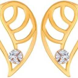 14k (585) Yellow Gold and American Diamond Stud Earrings for Women-image-97