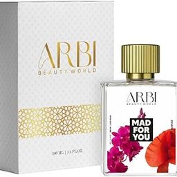 ARBI BEAUTY WORLD Unisex Mad For You Perfume Bottle 100ml Liquid Container Cap Closure Spray Shape Flow Grip Travel Storage Upright Pocket Compact Surface Control Mist Press-53