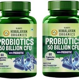 Vlado’s Himalayan Organics Probiotics 50 Billion CFU 150mg With Prebiotics | 10X Better Digestion And Strong Immunity | Improve Gut Health - 60 Vegetarian Capsules x Pack of 2-image-4
