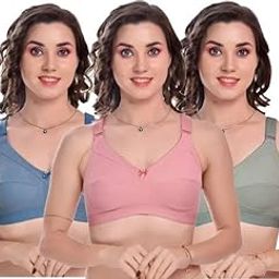 Women's Cotton Full Coverage Non-Padded Wirefree T-Shirt Bra Combo-image-10