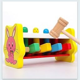 TINY TOYS CO Tiny Toys Baby To Toddler Wooden Pounding Bench Toy/Prcussion Toys/Whack-A-Mole Hammering Game For 1Yr-4Yr Boys/Girls - Improve Coordination & Concentration-25