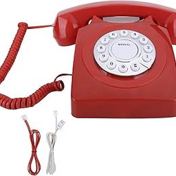 Vintage Telephone, European Home Retro Corded Phone, High Definition Call Large Clear Button Landline Phone Antique (Red)-image-24