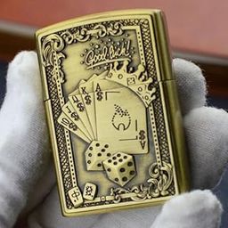 VRINDVASINI Card Print Lighter – Premium Windproof Flame Lighter with Stylish Playing Card Design – Perfect for Smokers Collectors & Gamblers (Gold)-image-75