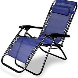 Seedware Portable Lough Chair for Indoors & Outdoors | Folding Camping Chair | Reclining Chair with Pillow for Deck Yard,Beach,Pool with The Form of Zero Gravity | Full Body Support (Blue)-image-53