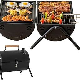 Universal machinery Portable BBQ Charcoal Grill, Round Top, Lightweight, Anti-Scald Handles, Black-image-57