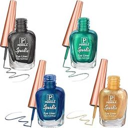PERPAA® Glitter Waterproof Eyeliner for Women and Girls | Long-Lasting, Smudge-Proof Liquid Eye Makeup | Quick-Dry Matte Finish Eye Liner with Fine Tip, 7 ml Each (Pack of 4, Multicolor, Combo no. 15)-23