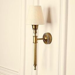 Divine Trends Antique Brass Finish Corrugated Wall Lamp with Off White Shade for Living Room, Bedroom, Home Decoration Wall Light Pack of 1-5