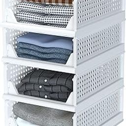 Drumstone (𝗦𝗽𝗲𝗰𝗶𝗮𝗹 𝟭𝟬 𝗬𝗲𝗮𝗿𝘀 𝗪𝗮𝗿𝗿𝗮𝗻𝘁𝘆 Foldable & Stackable Clothes Organizer - 4 Layer Multi-Purpose Almirah Shelf for Wardrobe - Durable & Sturdy Storage Solution-22