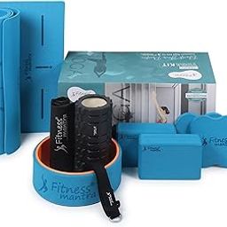 Fitness Mantra® 7 Props Yoga Kit| 1N TPE Yoga Mat, 1N Yoga Wheel, 1N Massage Roller, 1N Knee Pad, 1N Yoga Belt| 2N Yoga Bricks, 2N Elbow Pad|-image-34