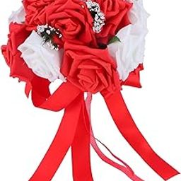 Flowers Bunch, Wedding Bouquet Well Designed PE for Bridal for Wedding(Scarlet)-image-71