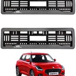 KSHEERI Swift Number Plate Frames (Front and Rear) Cover Carbon Fiber Texture Lining Car Registration Plate Holders for Swift (Set of 1)-16