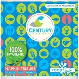 Century 1 Ply 100% Virgin Pulp Tissue Paper Napkins|Highly Absorbent & Chemical Free Serving Napkins 100 Pulls- 27x30 cm (Pack of 3)-image-81