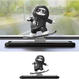 Skateboarding Bear Car Dashboard Decorations,Slidable Cute Car Accessories Interior and Car Dashboard Accessories Ornaments,Kawaii Anime Car Accessories for Women Interior (Black)-image-56
