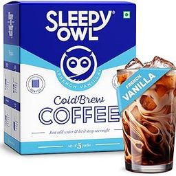 Sleepy Owl French Vanilla Cold Brew Coffee Bags | Set of 5 Packs - Makes 15 Cups | Easy 3 Step Overnight Brew - No Equipment Needed | Medium Roast | 100% Arabica | Directly Sourced From Chikmagalur-19