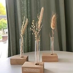 HS ART Wooden 1 Table Plant Holder with Test Tube Flower Vase for Decor Home Office (1)-image-10