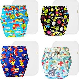 Dumbledo Premium Cloth Diaper with Cotton Insert (Pack of 4) | Snug Fit | 6-Layer Absorbent Pad | Quick Dry | Everyday Diapering Essential | 3 Months – 3 Years | Unisex Baby-picture-5