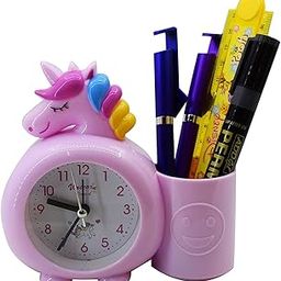 Taufa Villa Unicorn Alarm Table Clock with Pen/Pencil Stand for Kids | Table Clock for Girls Room | Table Clock for Kids(Plastic, 1.5Wx5.1Lx5.5H inches)-2